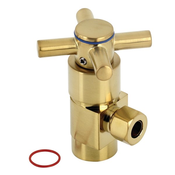 Kingston Brass 1/2" IPSx3/8" O.D. Anti-Sz Qrtr Turn Ceramic Cartrdge Angle Stop, Brass CD43307DX